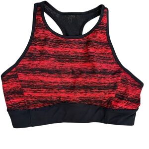 Lucy Black Red Sports Workout Racer Back Bra Size L